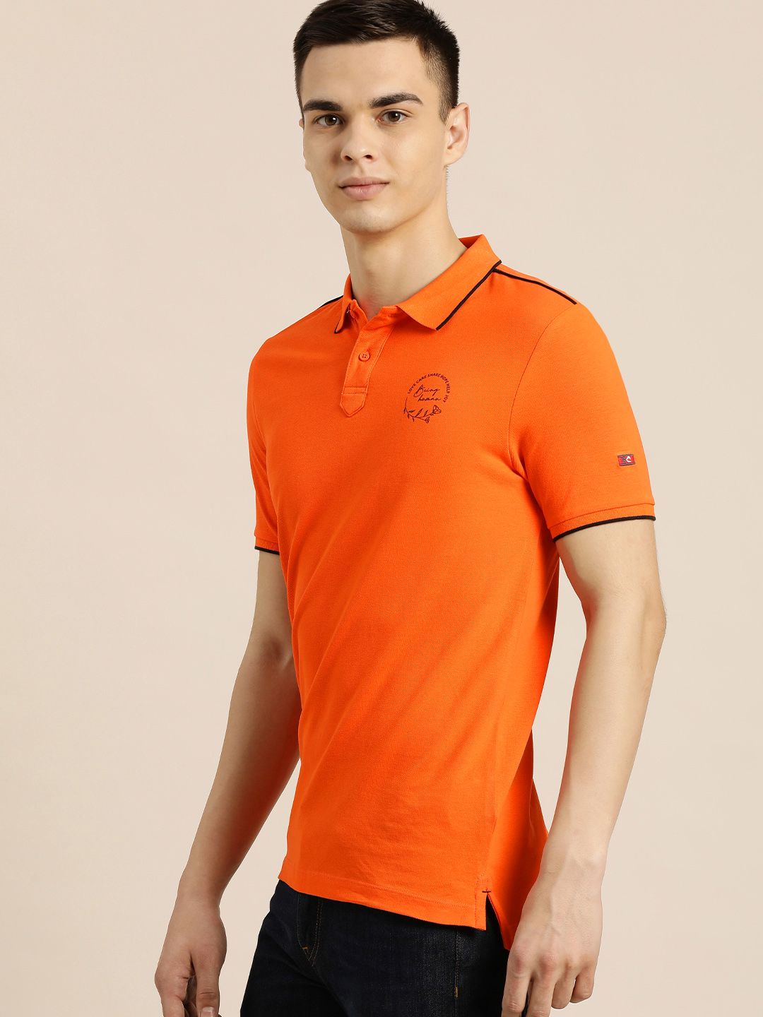 Being Human Men Red Polo Collar Pure Cotton T-shirt