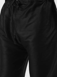 SOJANYA Men Black Solid Kurta with Churidar & Nehru Jacket