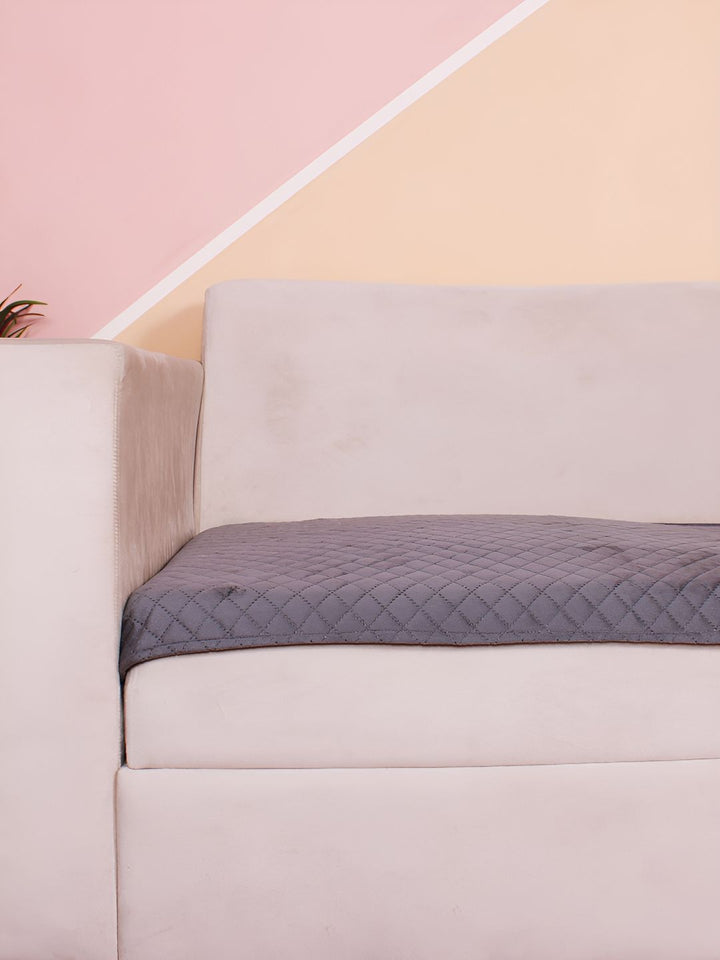 STITCHNEST Grey Self Design 1 Seater Sofa Cover