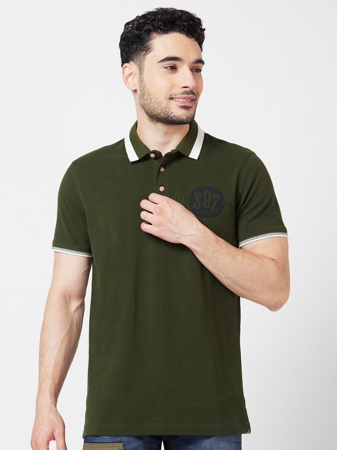 SPYKAR Polo Collar Slim Fit Pure Cotton T-Shirt