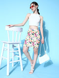 Berrylush Women Multicoloured Crepe Floral Print Mini Pencil Skirt