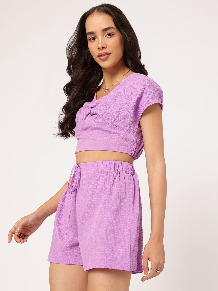 DressBerry Allure & Adventure Cropped Twisted Seersucker Co-Ords