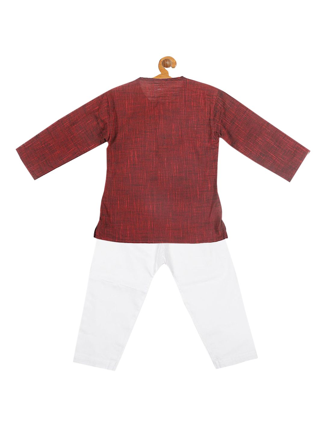 VASTRAMAY Boys Maroon Pure Cotton Kurta with Pants