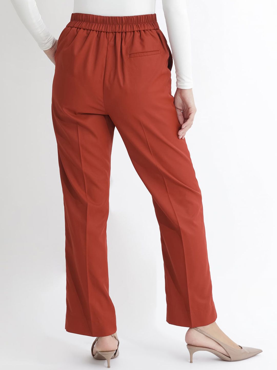 RAREISM Women Slim Fit High-Rise Plain Parallel Trouser