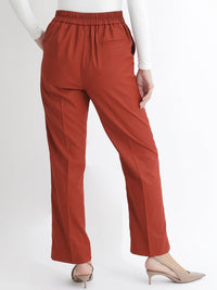 RAREISM Women Slim Fit High-Rise Plain Parallel Trouser