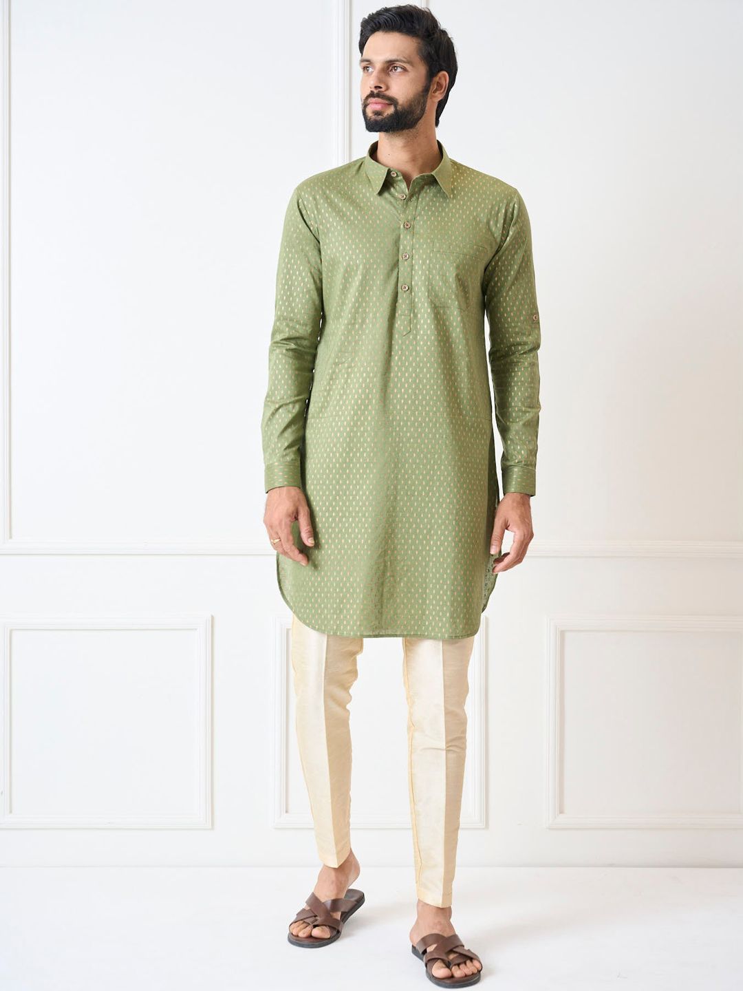 See Designs Ethnic Motif Printed Shirt Collar Pure Cotton Kurta