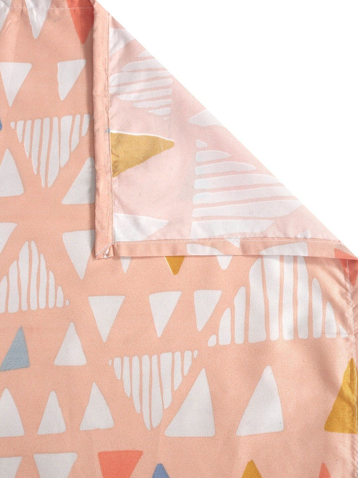 KLOTTHE Peach Geometric Cotton 300 TC King Fine Bedsheet with 2 Pillow Covers-98 x 87 inches