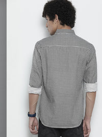 The Indian Garage Co Men Black Micro Checked Casual Shirt