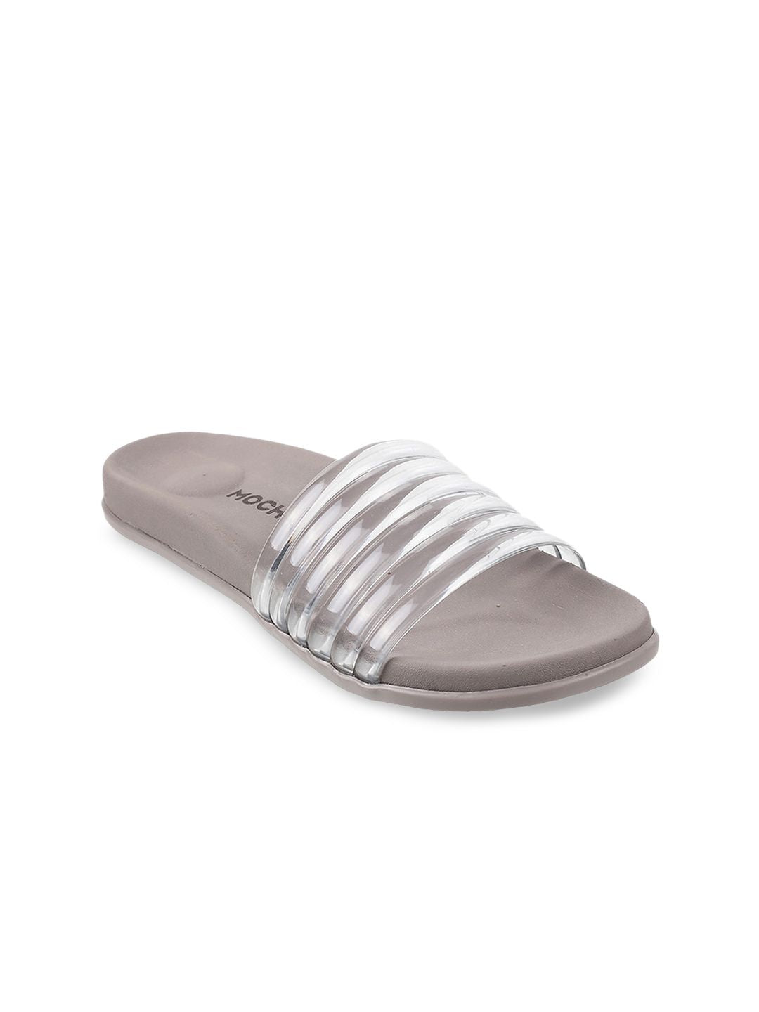 Mochi Women Grey Solid Sliders