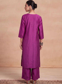 House of Chikankari Women Ethnic Motifs Embroidered Regular Thread Work Chanderi Silk Kurta with Palazzos