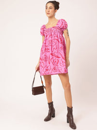 DressBerry Effortless Allure Printed Smocked Mini A-line Dress