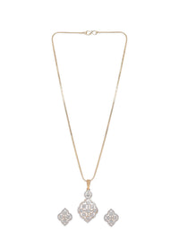 Rubans 22K Gold Plated Cubic Zirconia Stone Studded Pendant Jewellery Set