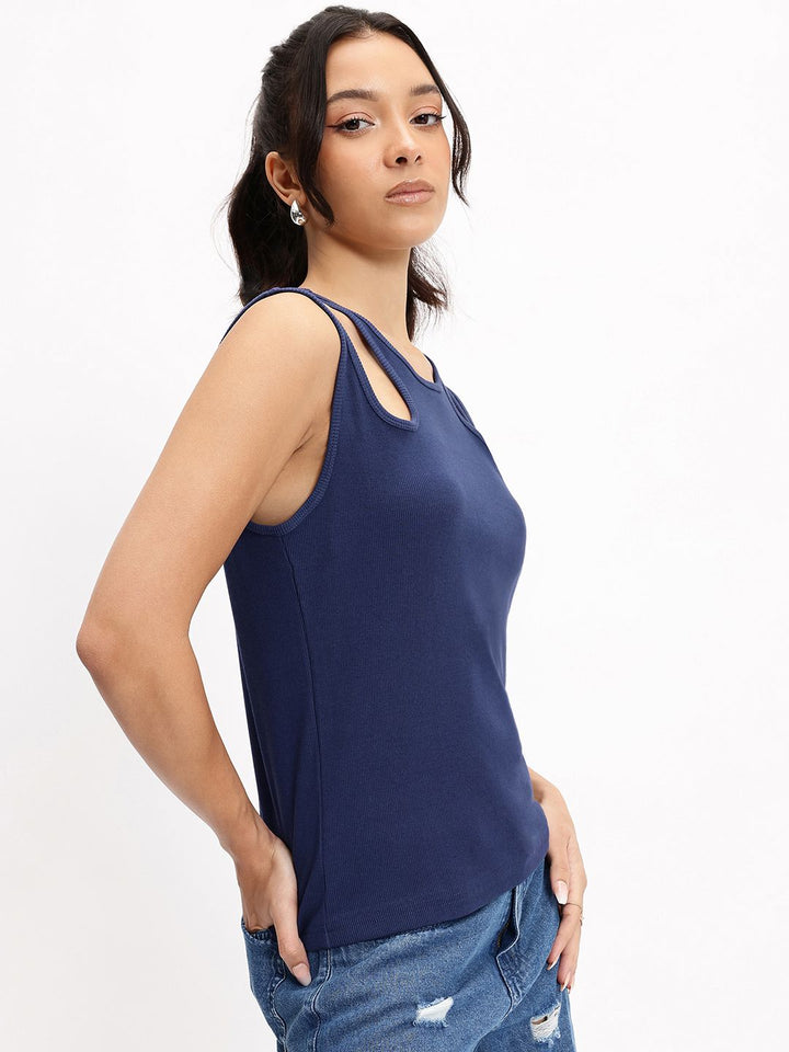 DressBerry Streetwear Essential Rib-Play Cut-Out Top