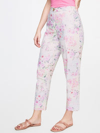 AND Women Floral Printed Tapered Fit Trousers