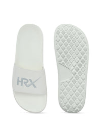 HRX by Hrithik Roshan Men White & Grey Brand Logo Printed Sliders