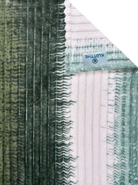KLOTTHE Green & White Striped 300 TC King Bedsheet with 2 Pillow Covers