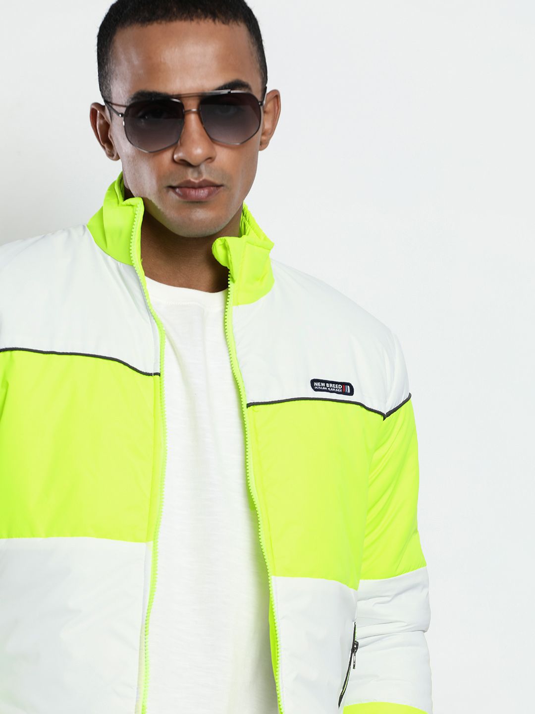 The Indian Garage Co Men Colourblock Slim Fit Bomber Jacket