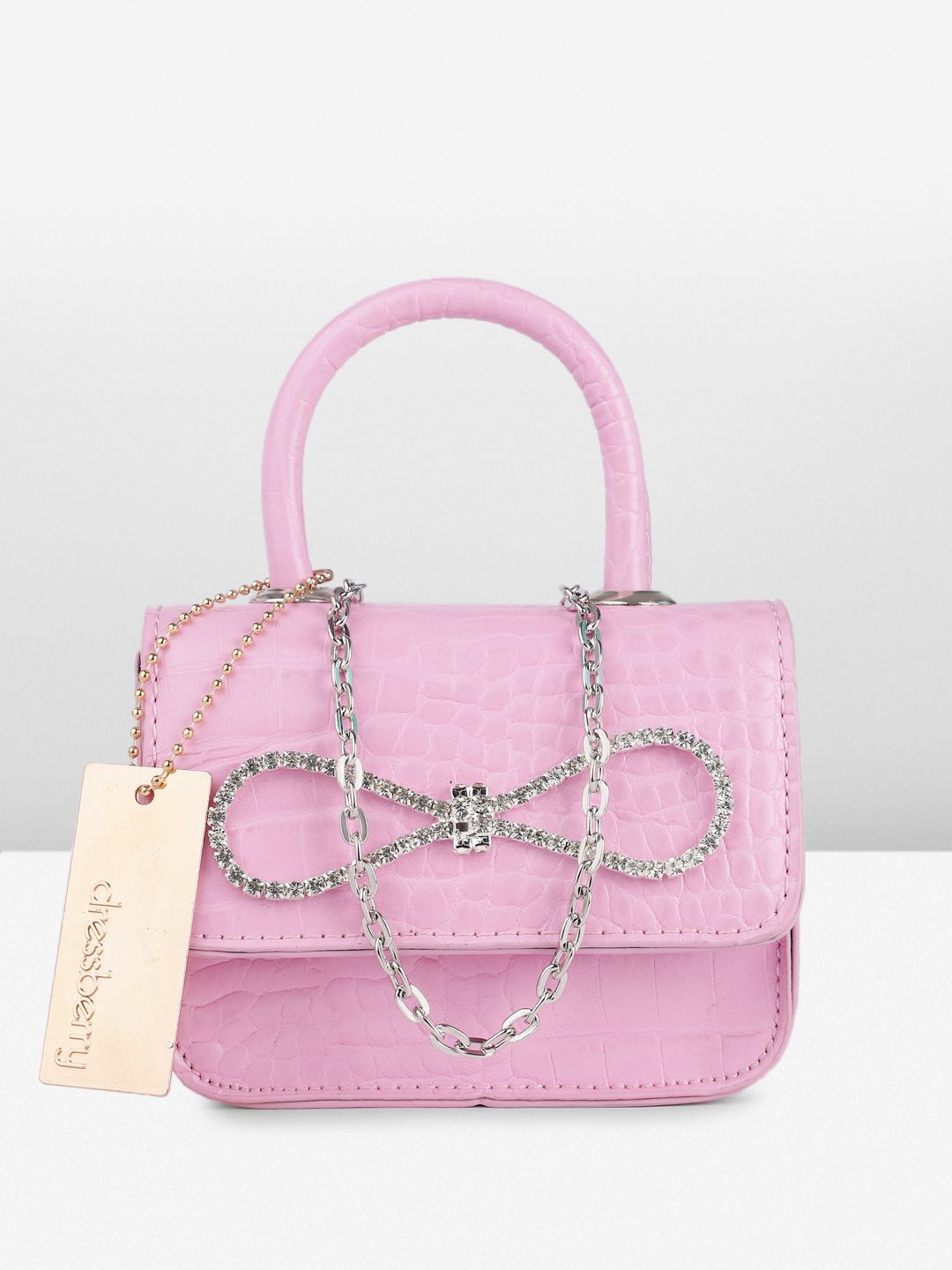 DressBerry Textured Miniature Satchel Bag With Embellished