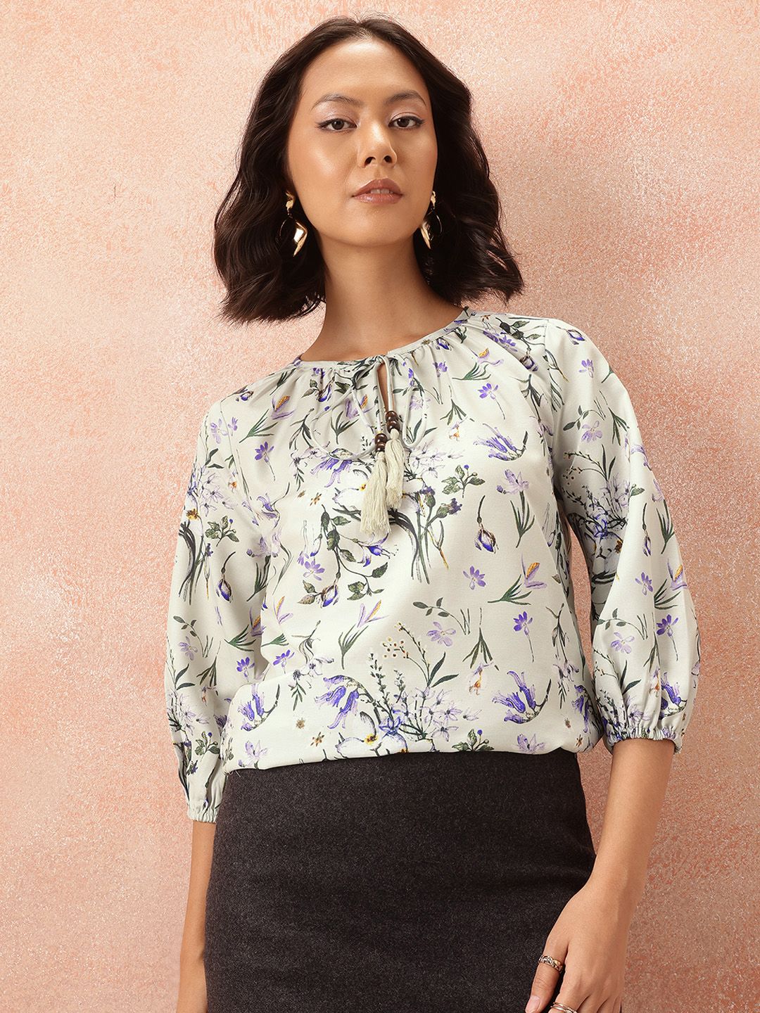 all about you Floral Print Puff Sleeve Top