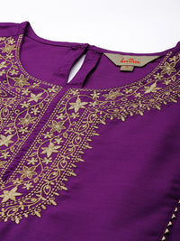 Anouk Women Ethnic Motifs Embroidered Zari Work Kurta & Trousers