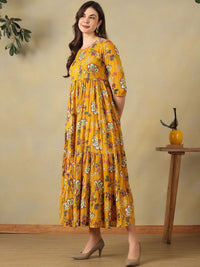 Mamicha Floral Print A-Line Midi Dress