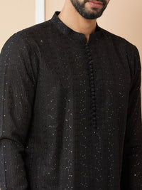See Designs Embroidered Regular Sequinned Chanderi Silk Kurta with Pyjamas