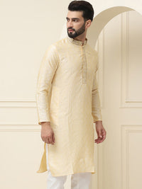 SOJANYA Kurta Lurus Pepejal Berwarna Emas Lelaki
