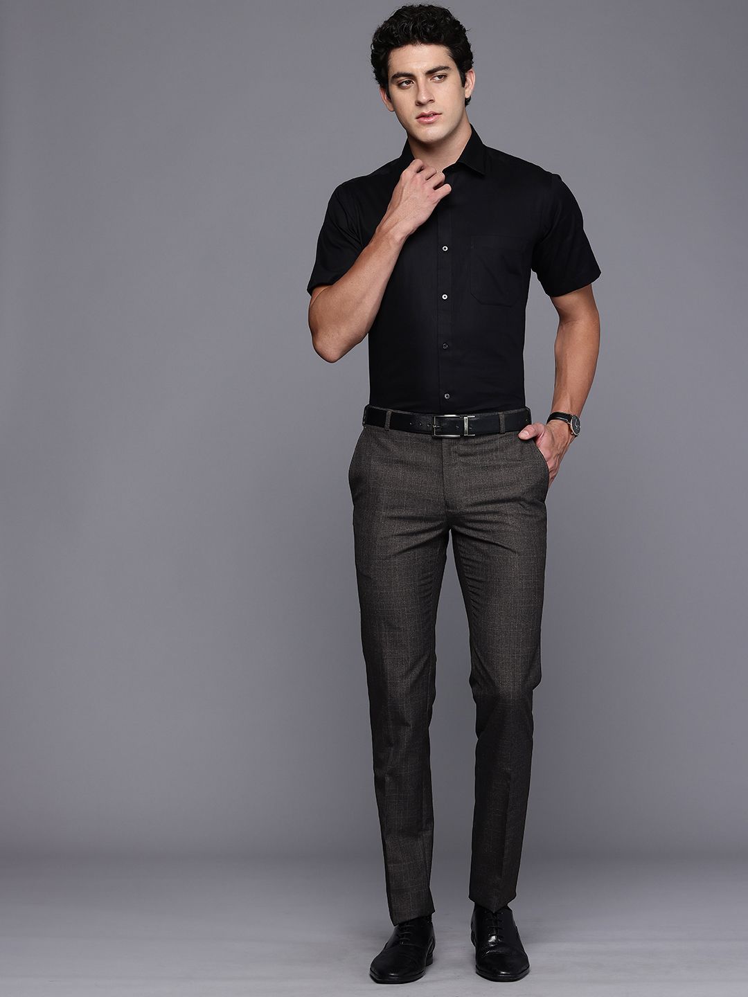 Raymond Men Checked Slim Fit Formal Trousers