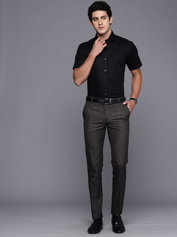 Raymond Men Checked Slim Fit Formal Trousers