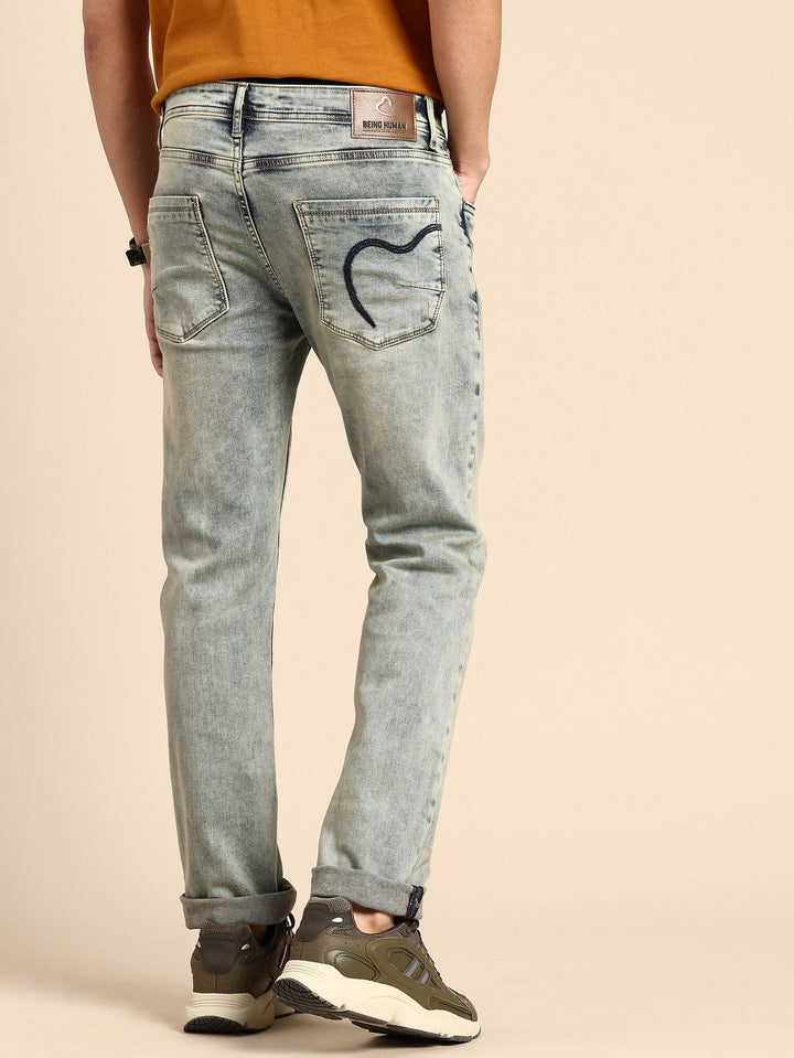 Being Human Men Krypton Straight Fit Low Distress Heavy Fade Stretchable Jeans