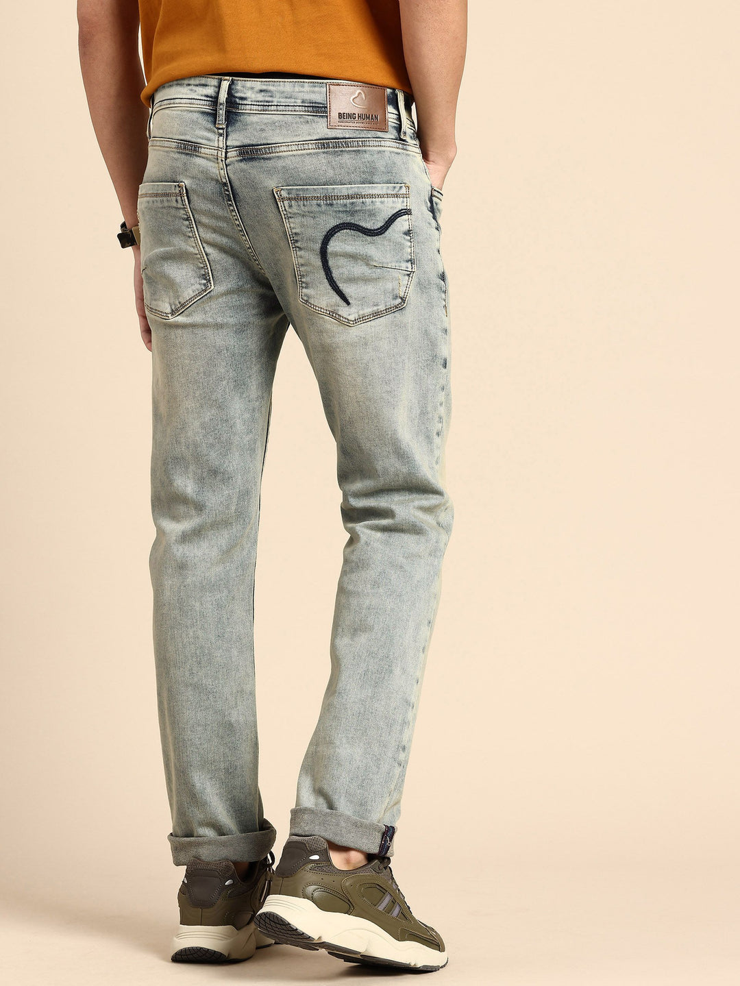 Being Human Men Krypton Straight Fit Low Distress Heavy Fade Stretchable Jeans