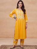 House of Chikankari Women Ethnic Motifs Embroidered Regular Chikankari Kurta with Trousers