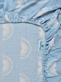 Moda Rapido X KLOTTHE Biru Geometrik 300 TC Cadar King dengan 2 Sarung Bantal