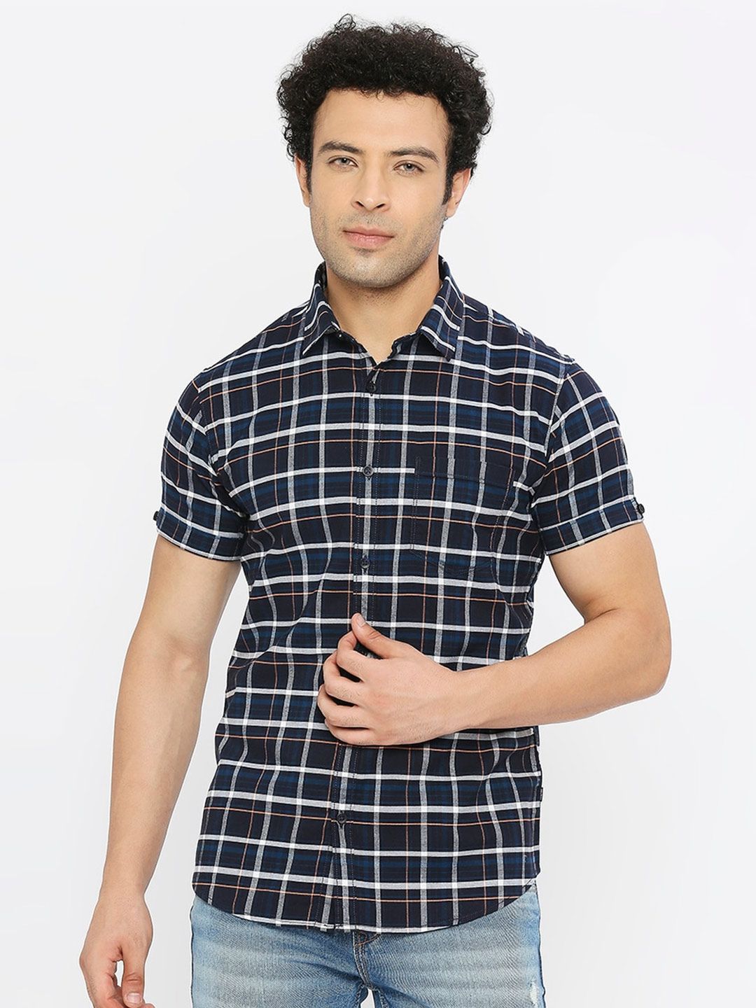 SPYKAR Classic Slim Fit Checked Cotton Casual Shirt