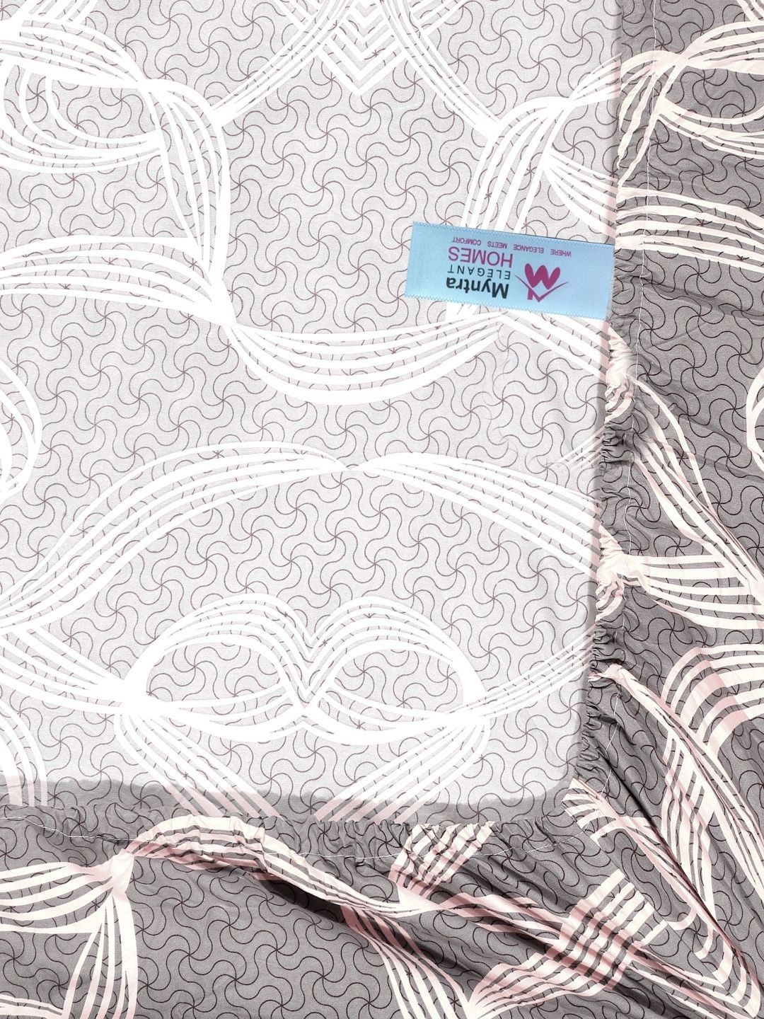 Myntra Elegant Homes Grey & Brown 300 TC Single Bedsheet with 1 Pillow Covers