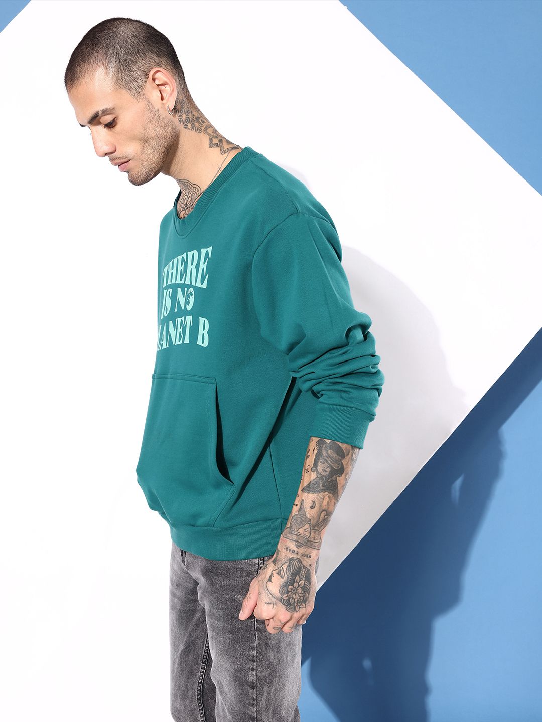 DILLINGER Men Typography Printed Oversized Sweatshirt