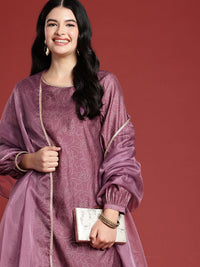 all about you Floral Printed Straight Kurta With Sharara & Dupatta