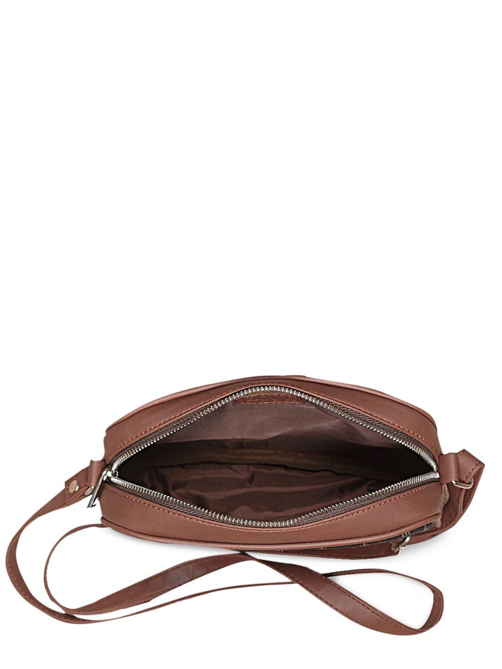 ZOUK White Ethnic Motifs Printed Structured Sling Bag