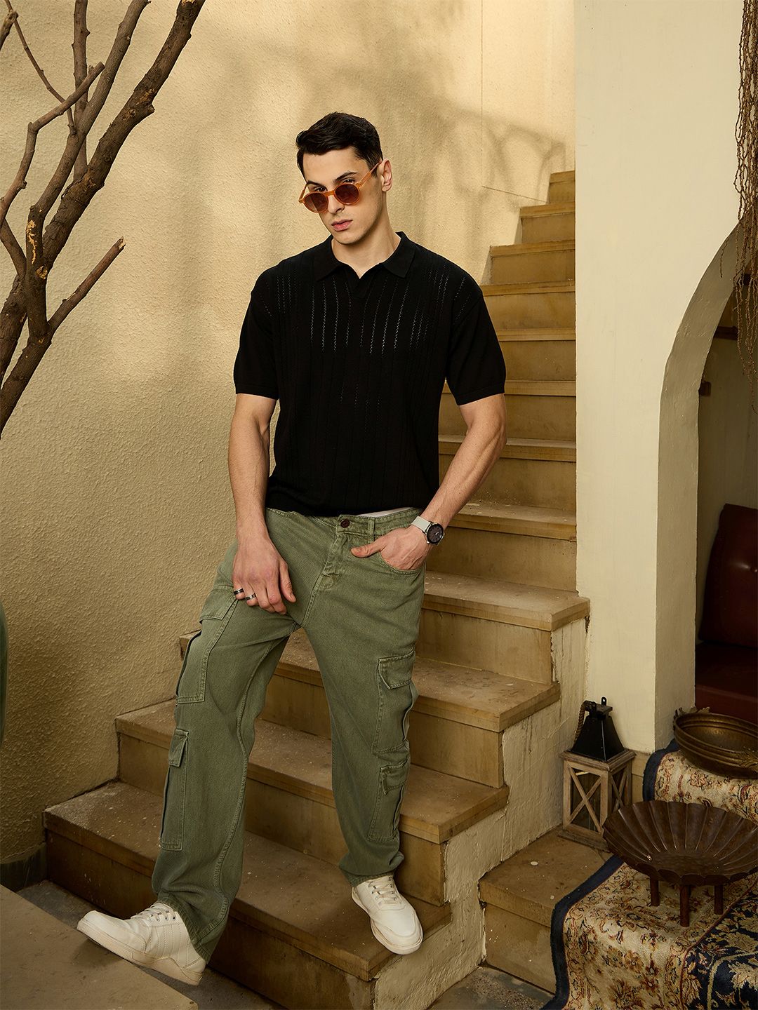 DENNISON Korean Baggy Fit Cargo Jeans