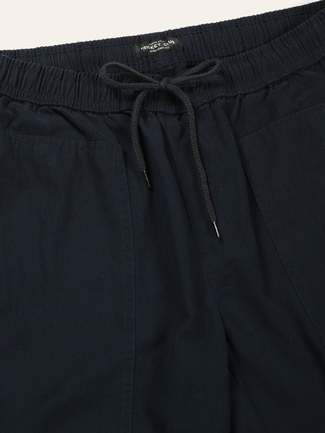 Thomas Scott Men Relaxed Loose Fit Mid-Rise Pure Cotton Easy Wash Trousers