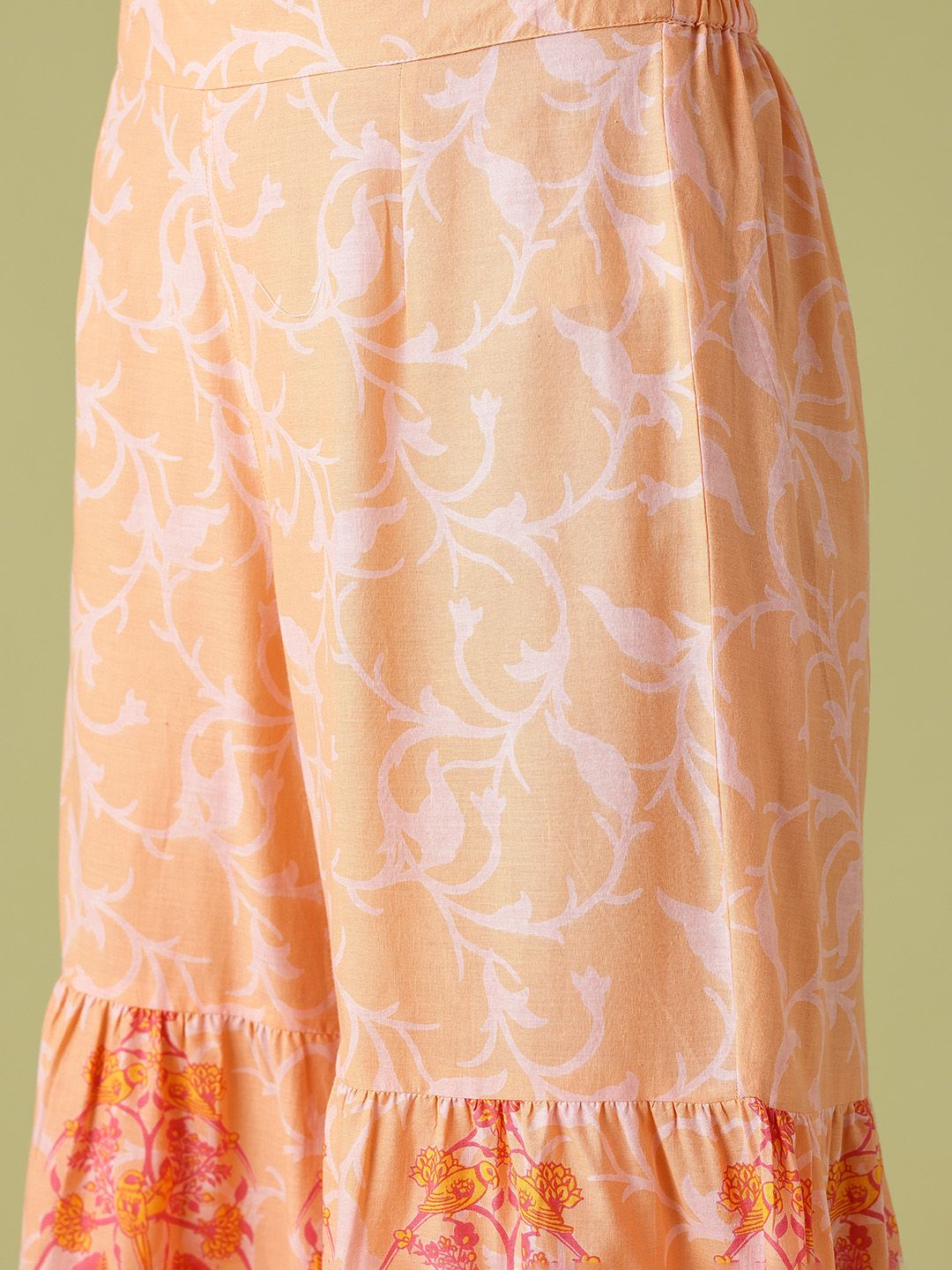 Anouk Ethnic Motifs Printed Lace Inserts Kurta with Sharara & With Dupatta