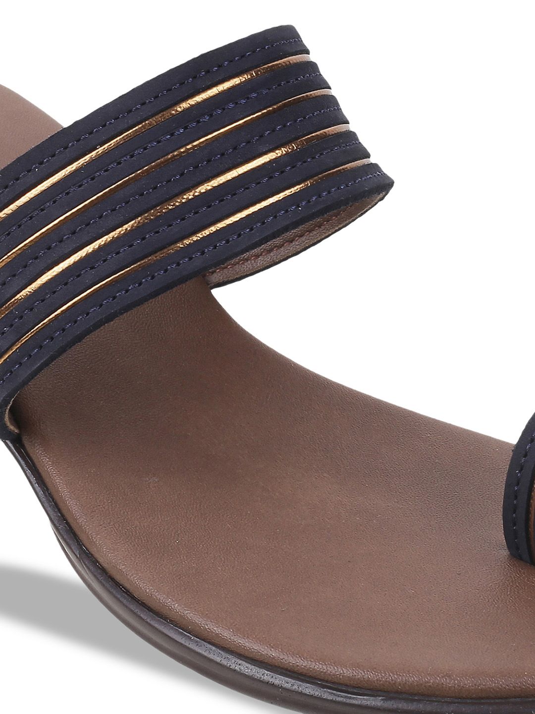 Mochi Blue Striped Wedge Sandals
