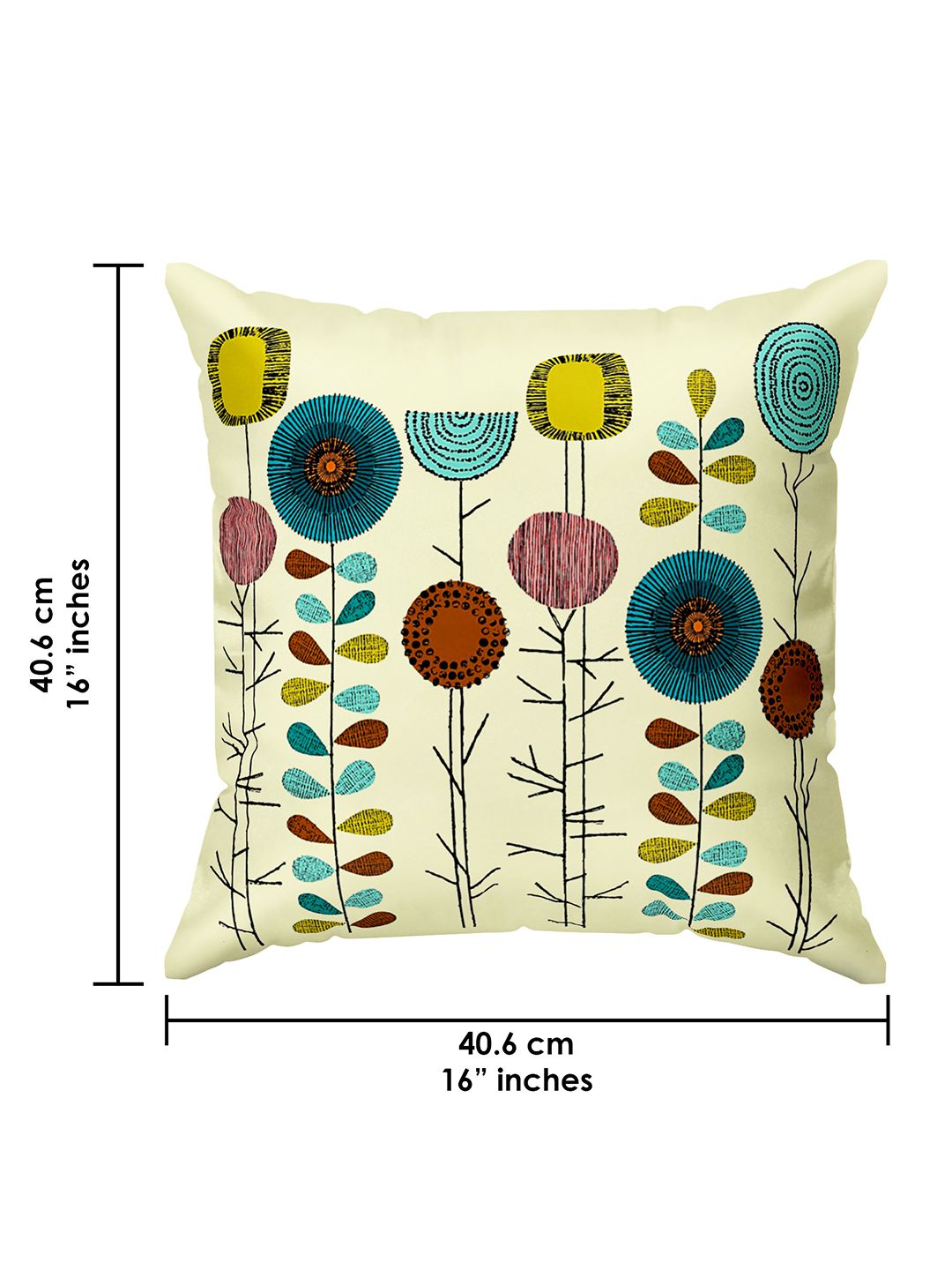 Story@home Mustard & Green 5 Pieces Floral Square Cushion Covers