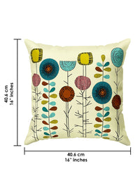 Story@home Mustard & Green 5 Pieces Floral Square Cushion Covers