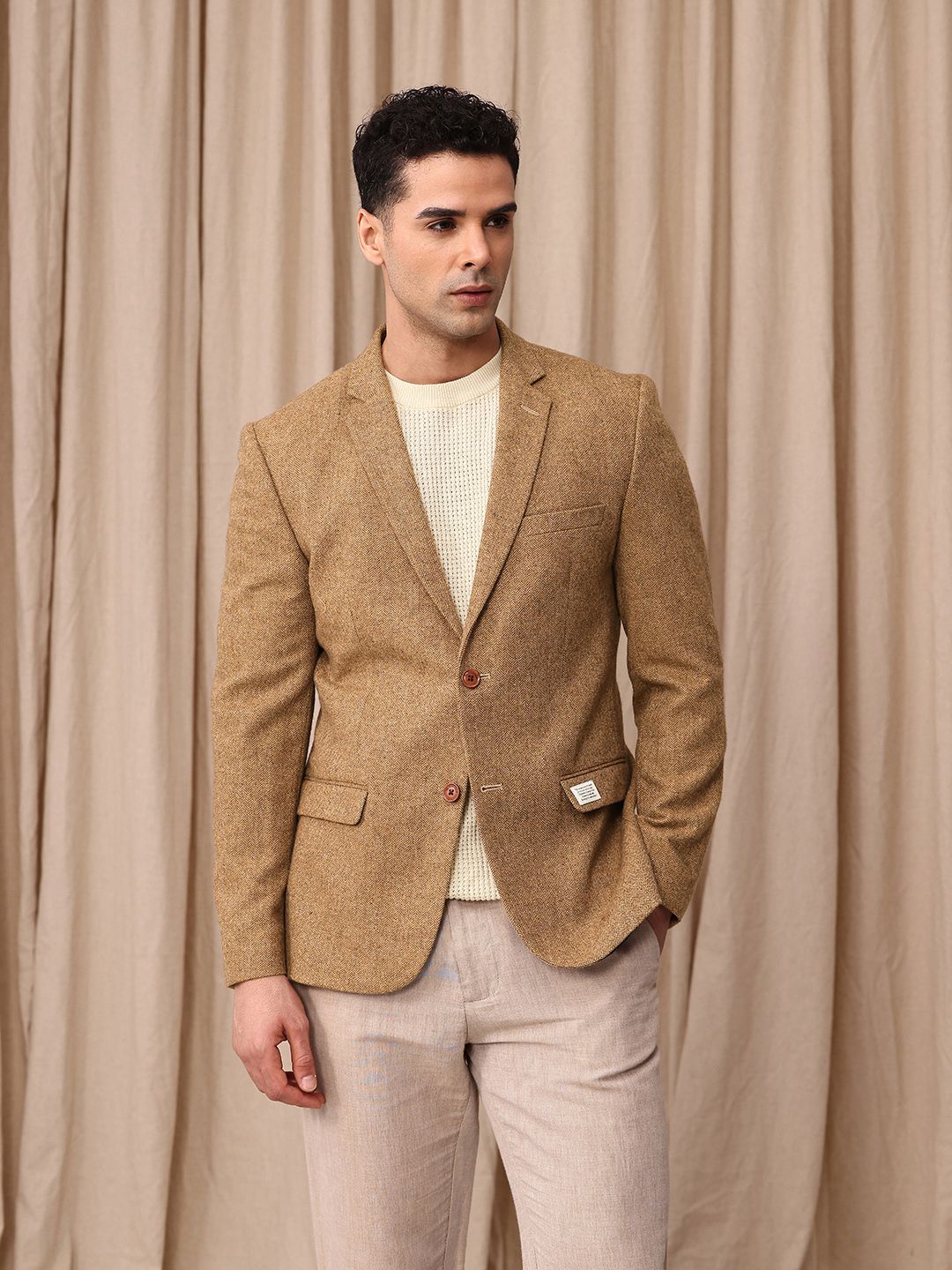 Mr. Bowerbird Self Design Notched Lapel Casual Blazer