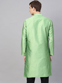 SOJANYA Men Green Woven Design Straight Kurta