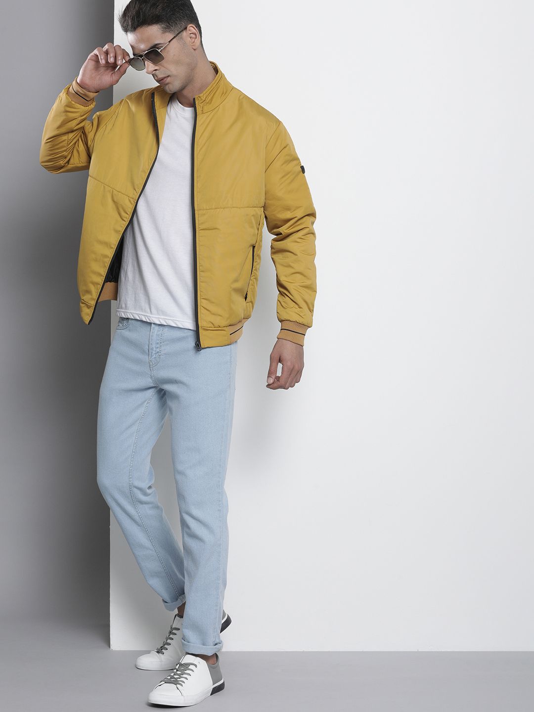 The Indian Garage Co Men Zip-Front Bomber Jacket with Insert Pockets