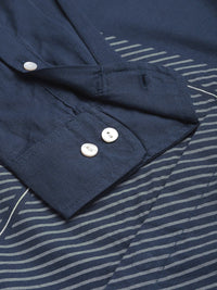 Anouk Men Navy Blue Multi Striped Pure Cotton Casual Shirt