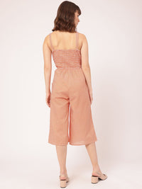 DressBerry Casual Getaway Gingham Checks Smocked Culotte Jumpsuit
