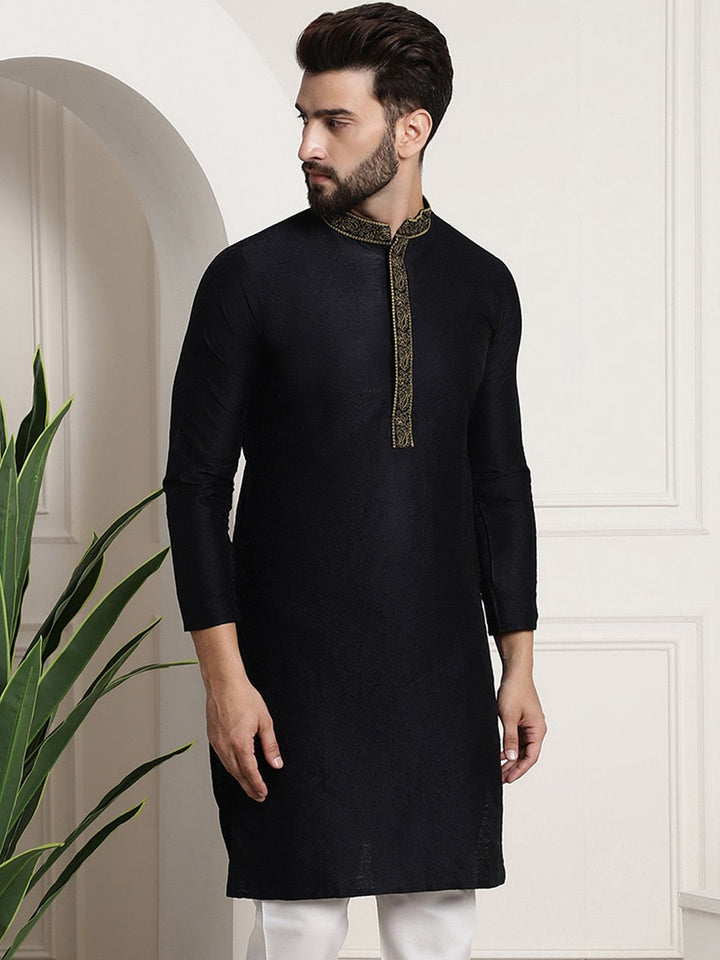 SOJANYA Paisley Woven Design Benang Kolar Mandarin Berfungsi Kurta Lurus